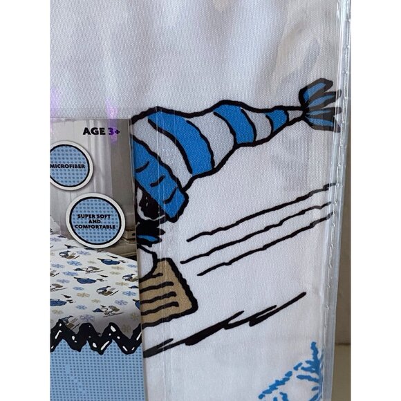 Peanuts Snoopy Puffy Coat FULL SIZE Sheet Set Christmas Puffer Jacket White Blue - Picture 5 of 13